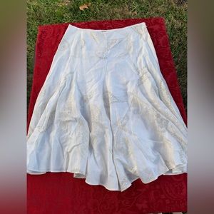 Liz Claiborne Paisley Print Pleated Skirt Size 14 White Beige Midi floral